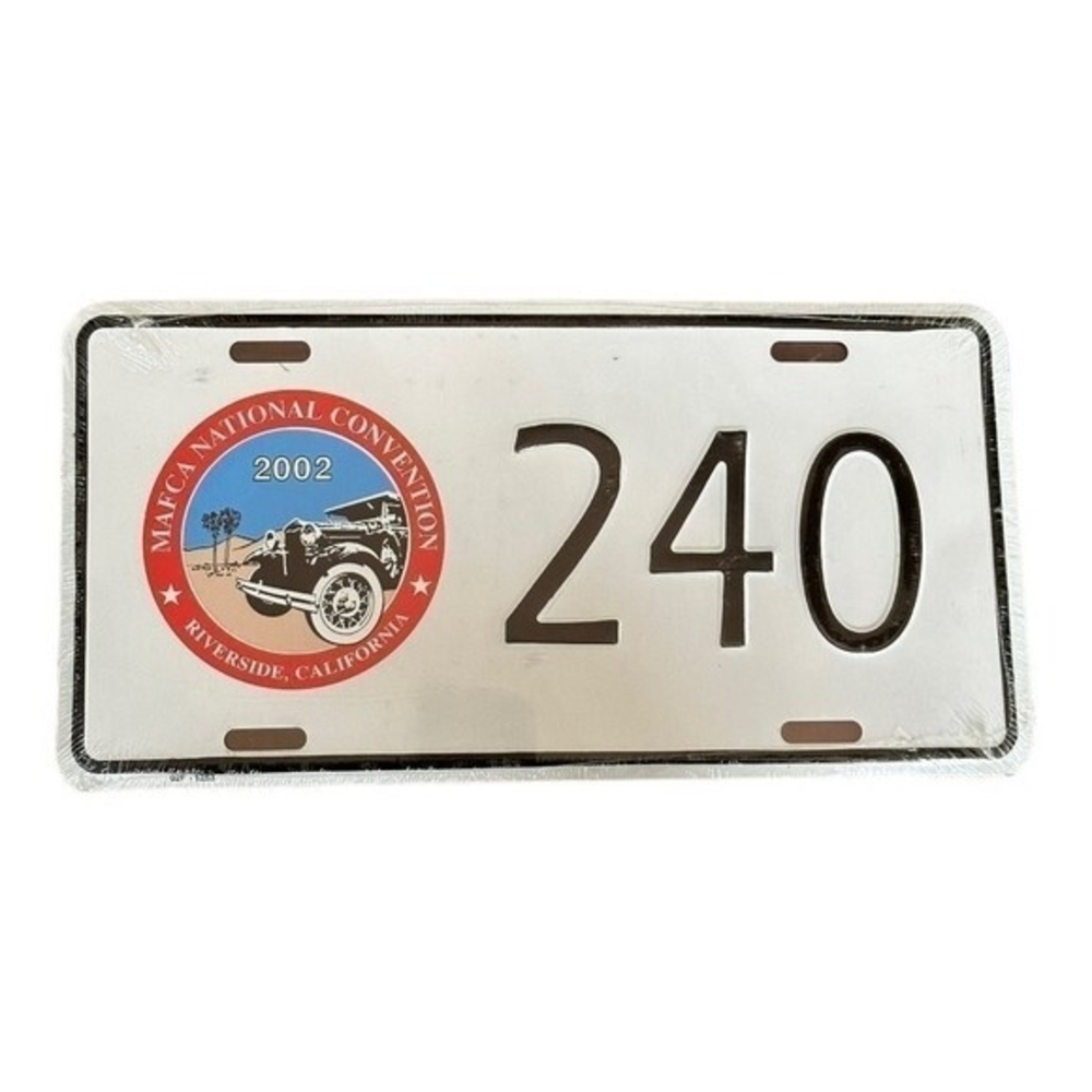 Vintage 2002 MAFCA Riverside California Automobile Metal Plate Collectible NIB
